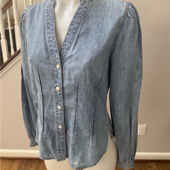 VERONICA BEARD Sedona Top - Color Silverwood - Size 4 - Picture 7 of 10